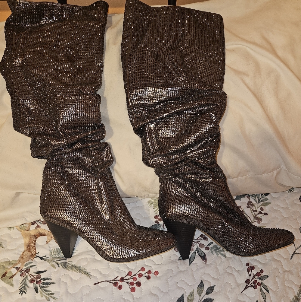 INC International Concepts Shimmering Brown Heeled Boots